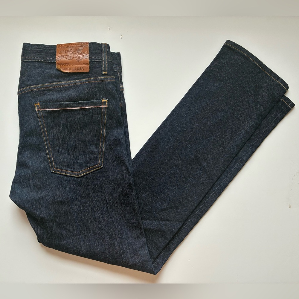 PEOPLE FOR PEACE Raw Selvedge Dark Denim Indigo Straight Leg Jeans 32W 34L